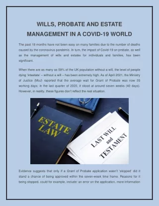 WILLS, PROBATE AND ESTATE MANAGEMENT IN A COVID-19 WORLD-converted