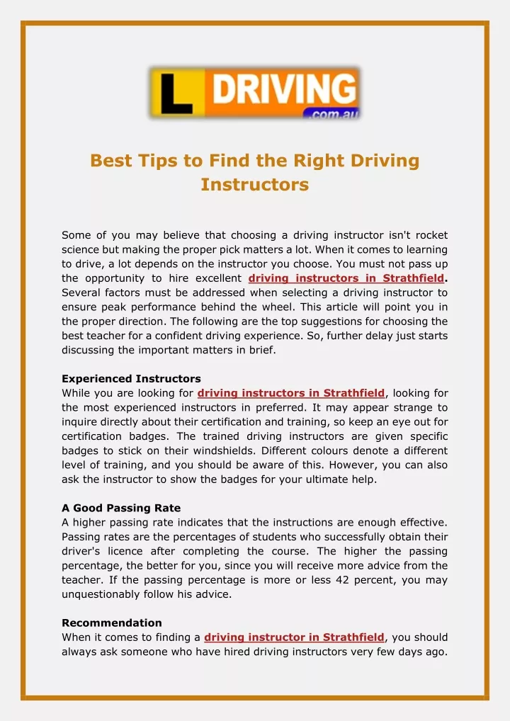 best tips to find the right driving instructors