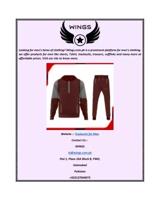 Tracksuits for Men  Wings.com.pk