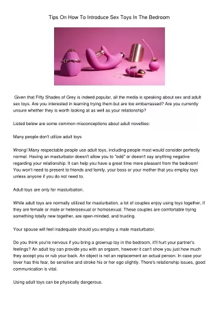 tips on how to introduce sex toys in the bedroom