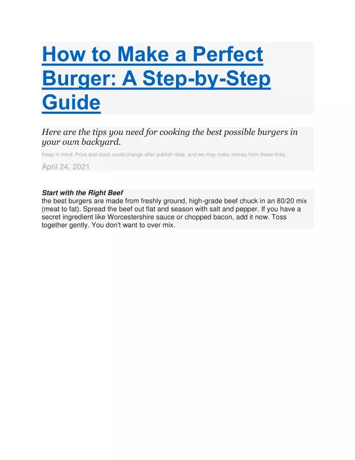 how to make a perfect burger a step by step guide