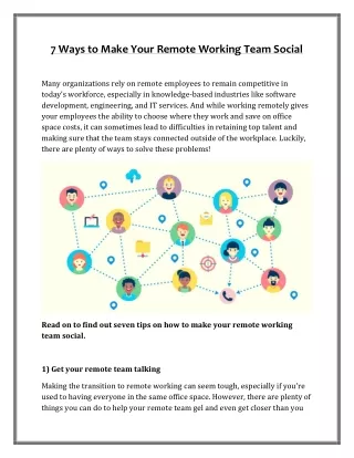 7 ways to make your remote working team social