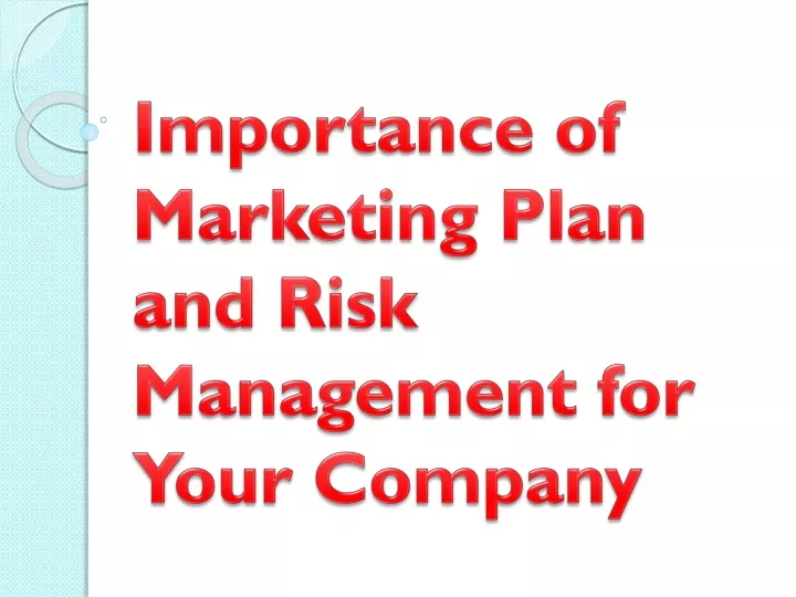 importance of marketing plan and risk management for your company