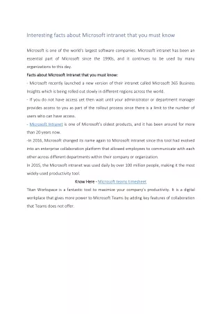 interesting facts about microsoft intranet that
