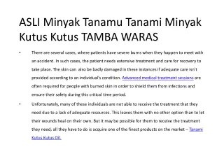 ASLI Minyak Tanamu Tanami Minyak Kutus Kutus TAMBA