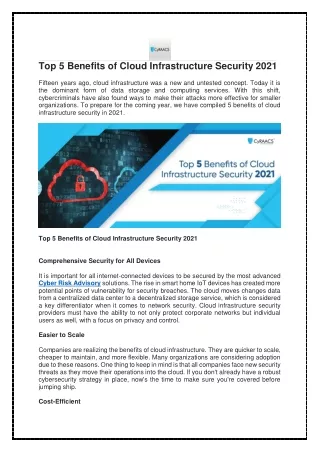 Top 5 Benefits of Cloud Infrastructure Security 2021
