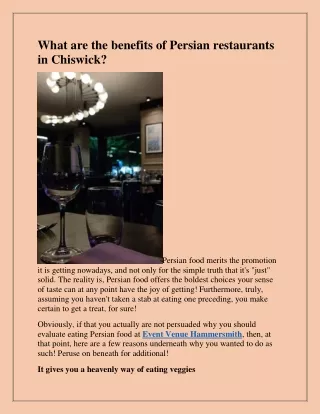 what are the benefits of persian restaurants