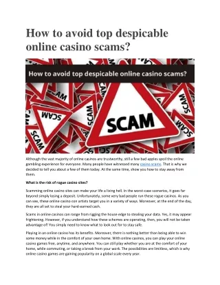 how to avoid top despicable online casino scams