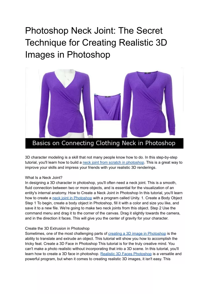 photoshop neck joint the secret technique
