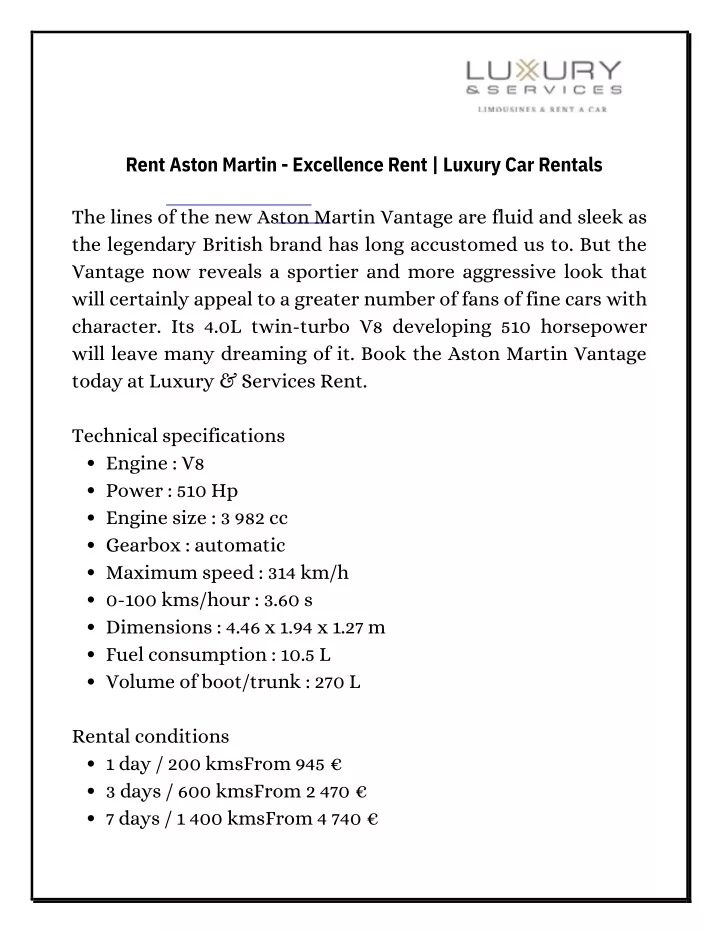 rent aston martin excellence rent luxury