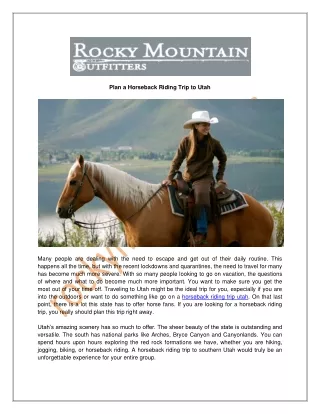 Plan a Horseback Riding Trip to Utah