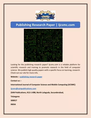 Publishing Research Paper | Ijcsmc.com