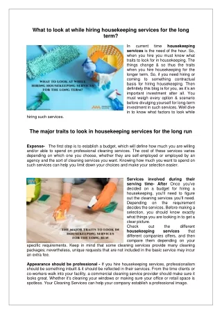 what to look at while hiring housekeeping