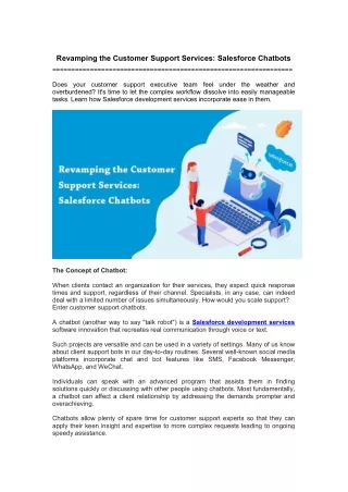 revamping the customer support services