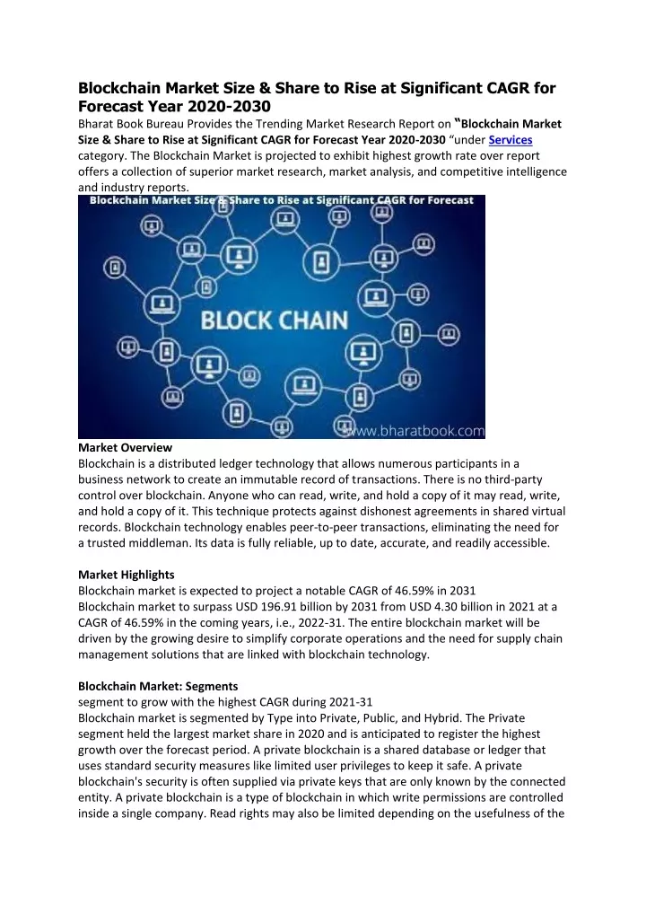 blockchain market size share to rise