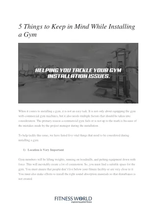 5 Things to Keep in Mind While Installing a Gym - Fitness World