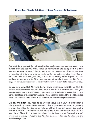 Unearthing Simple Solutions to Some Common AC Problems