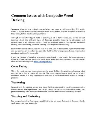 Common Issues with Composite Wood Decking