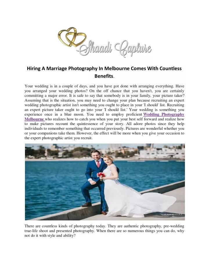 hiring a marriage photography in melbourne comes