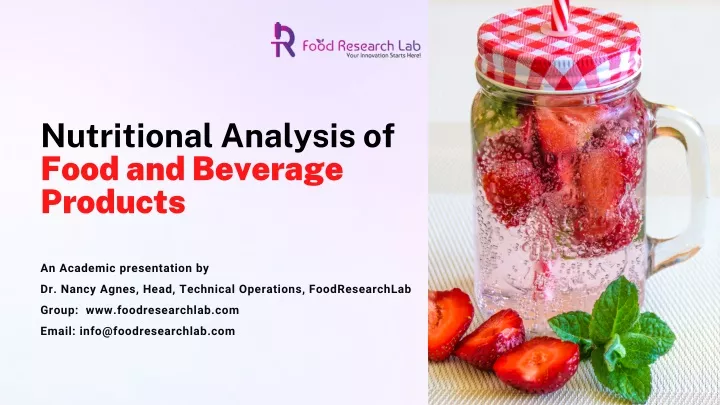 nutritional analysis of food and beverage products