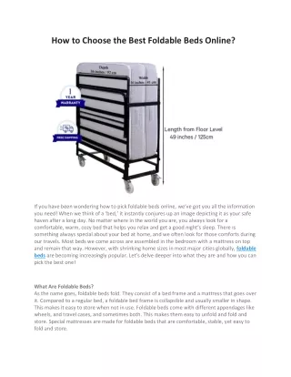 how to choose the best foldable beds online