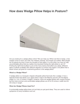 how does wedge pillow helps in posture