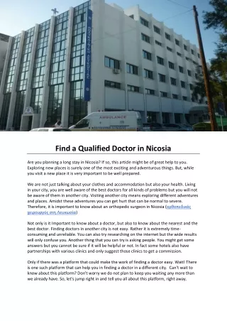 Find a Qualified Doctor in Nicosia