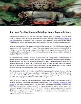 Purchase Dazzling Diamond Paintings from a Reputable Store