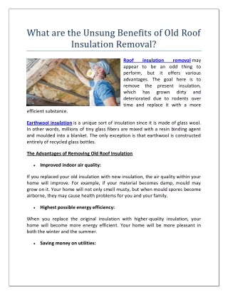 What are the Unsung Benefits of Old Roof Insulation Removal?