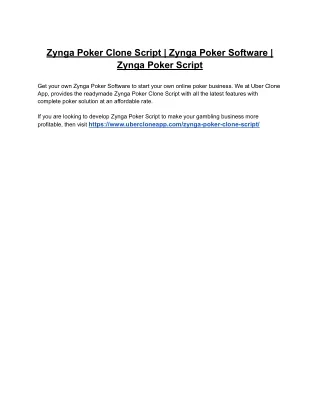 Zynga Poker Clone Script | Zynga Poker Software | Zynga Poker Script