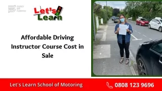 Affordable Driving Instructor Course Cost in Sale