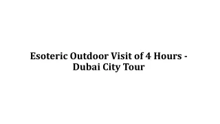 Esoteric Outdoor Visit of 4 Hours - Dubai