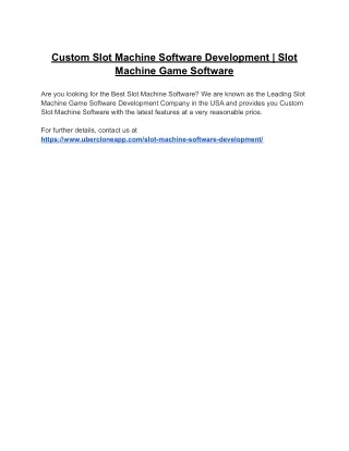 Custom Slot Machine Software Development | Slot Machine Game Software