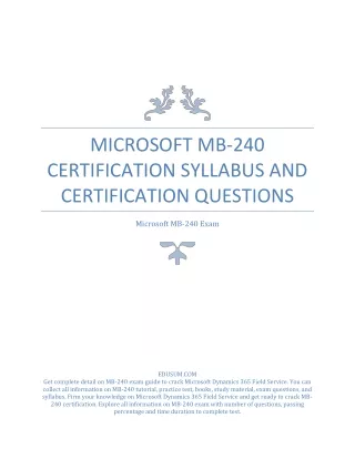 microsoft mb 240 certification syllabus