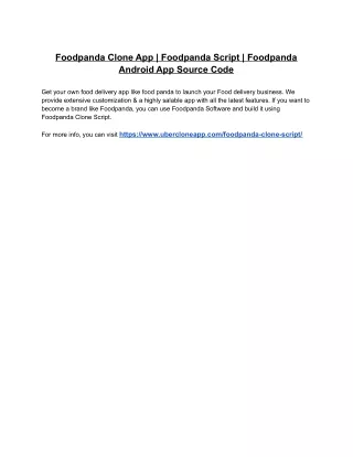Foodpanda Clone App | Foodpanda Script | Foodpanda Android App Source Code