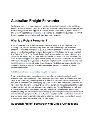 Australian Freight Forwarder