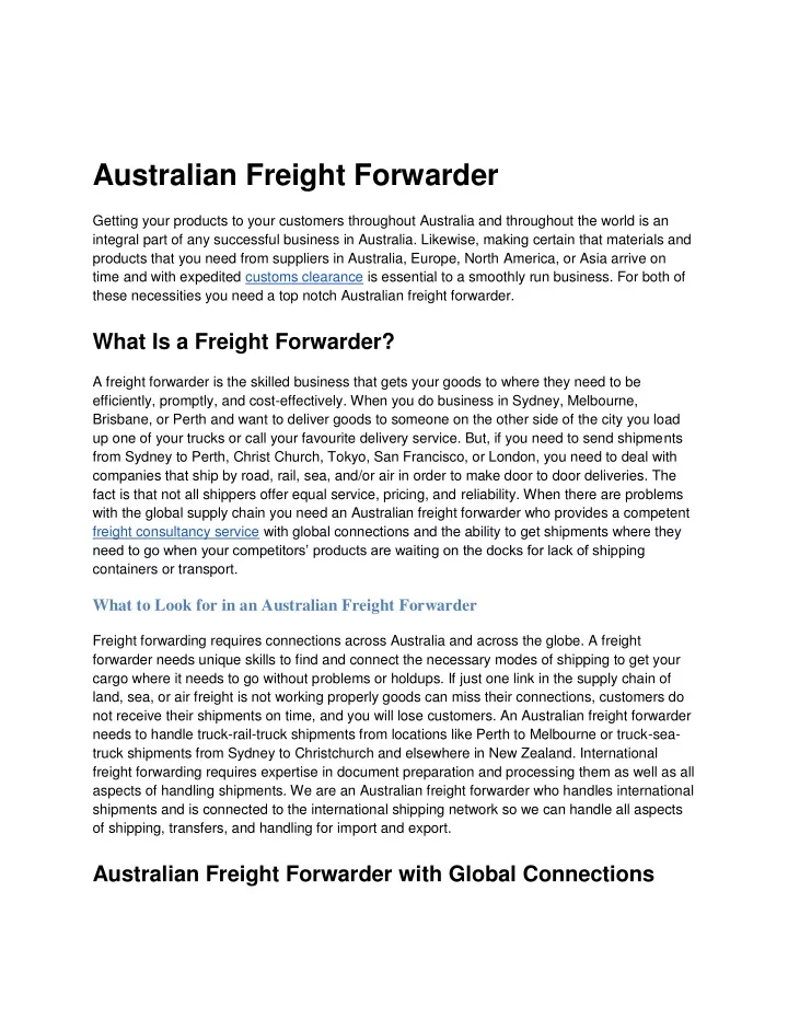australian freight forwarder