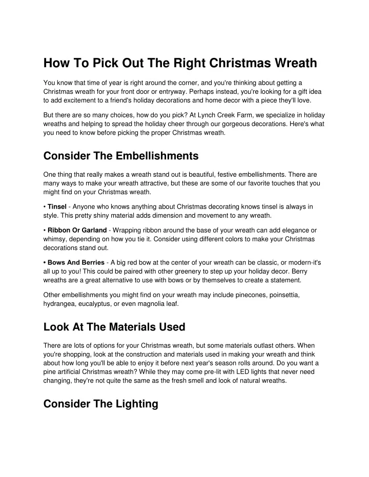 how to pick out the right christmas wreath