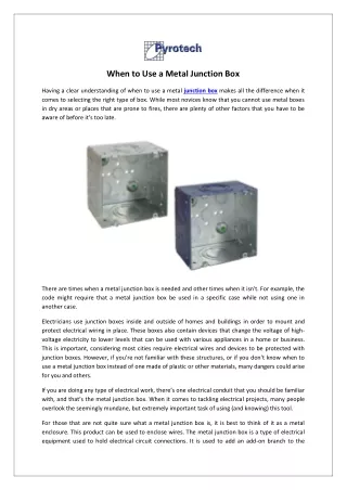 when to use a metal junction box