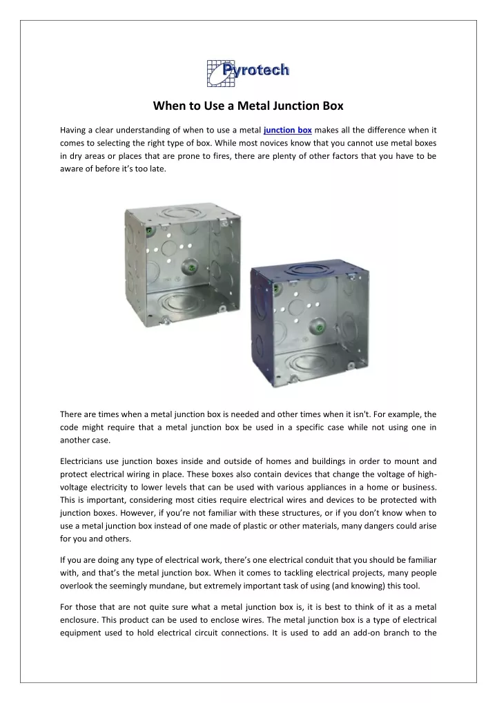 when to use a metal junction box