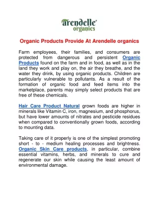 Organic Products Provide At Arendelle organic