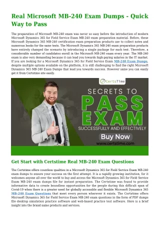 New Released Microsoft MB-240 Dumps PDF [2021] - Download Free Demo