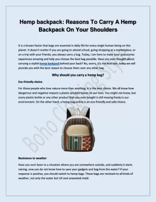 Buy Pure Hemp Backpack- Boho Clothing Style