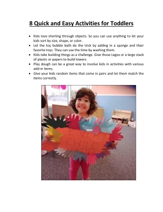 8 quick and easy activities for toddlers