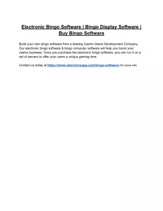Electronic Bingo Software | Bingo Display Software | Buy Bingo Software