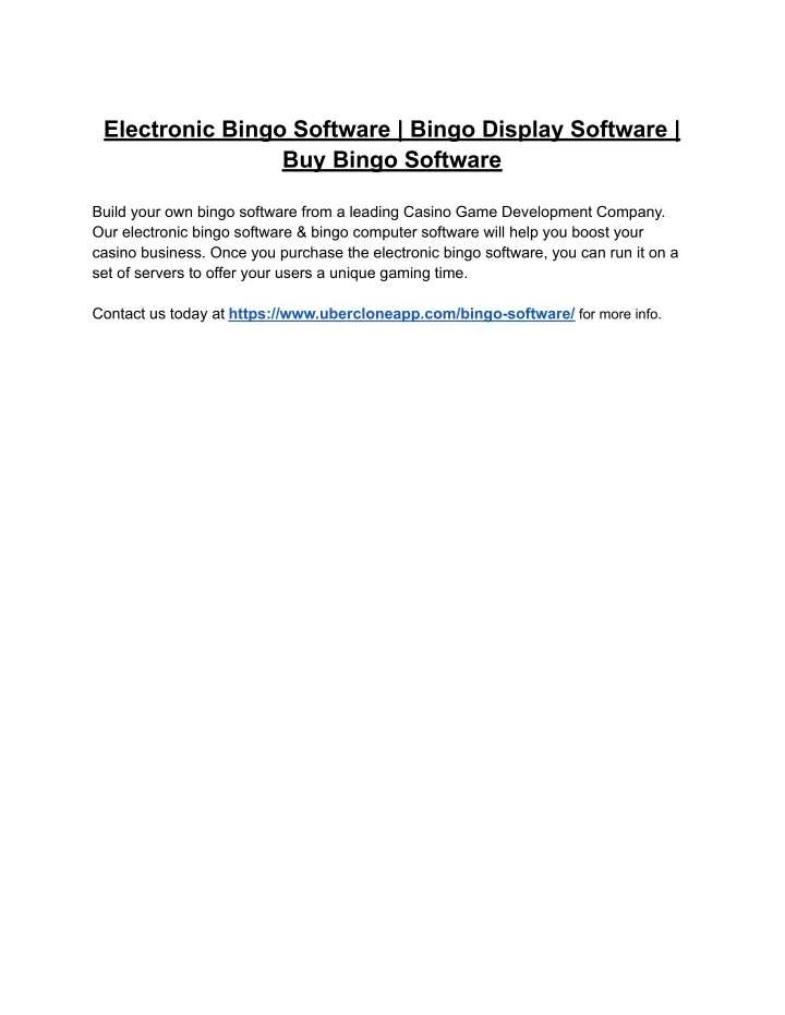 electronic bingo software bingo display software