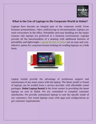 what is the use of laptops in the corporate world