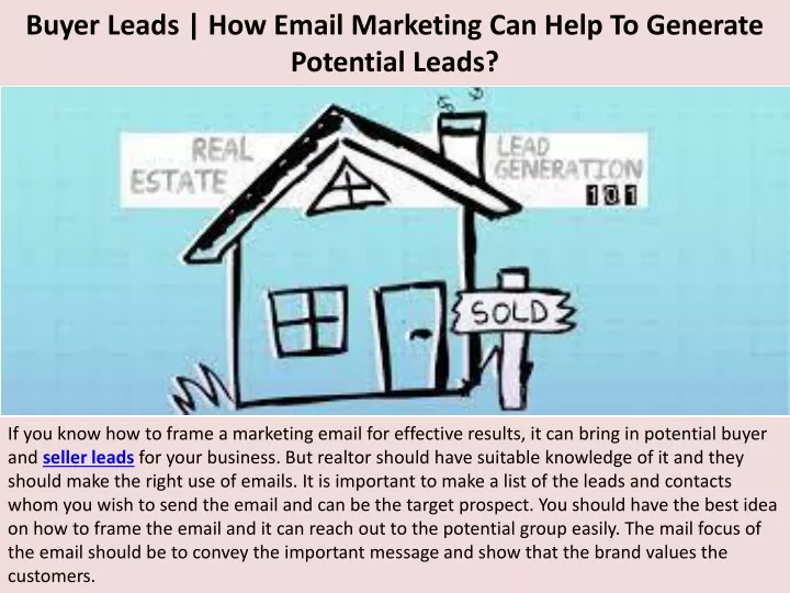 buyer leads how email marketing can help to generate potential leads