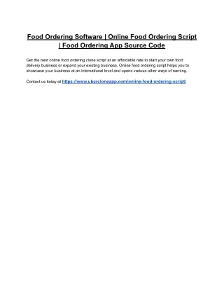 Food Ordering Software | Online Food Ordering Script | Food Ordering App Source