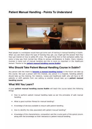 patient manual handling points to understand